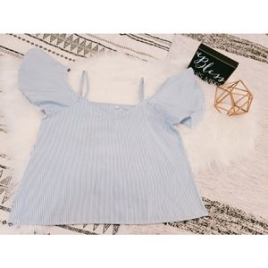 Striped Shoulderless Spaghetti Strap Top